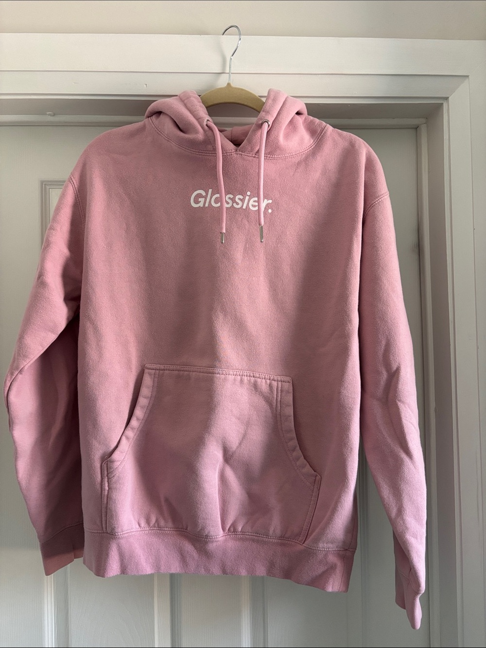 Glossier Dusty Pink Logo Pullover Hoodie